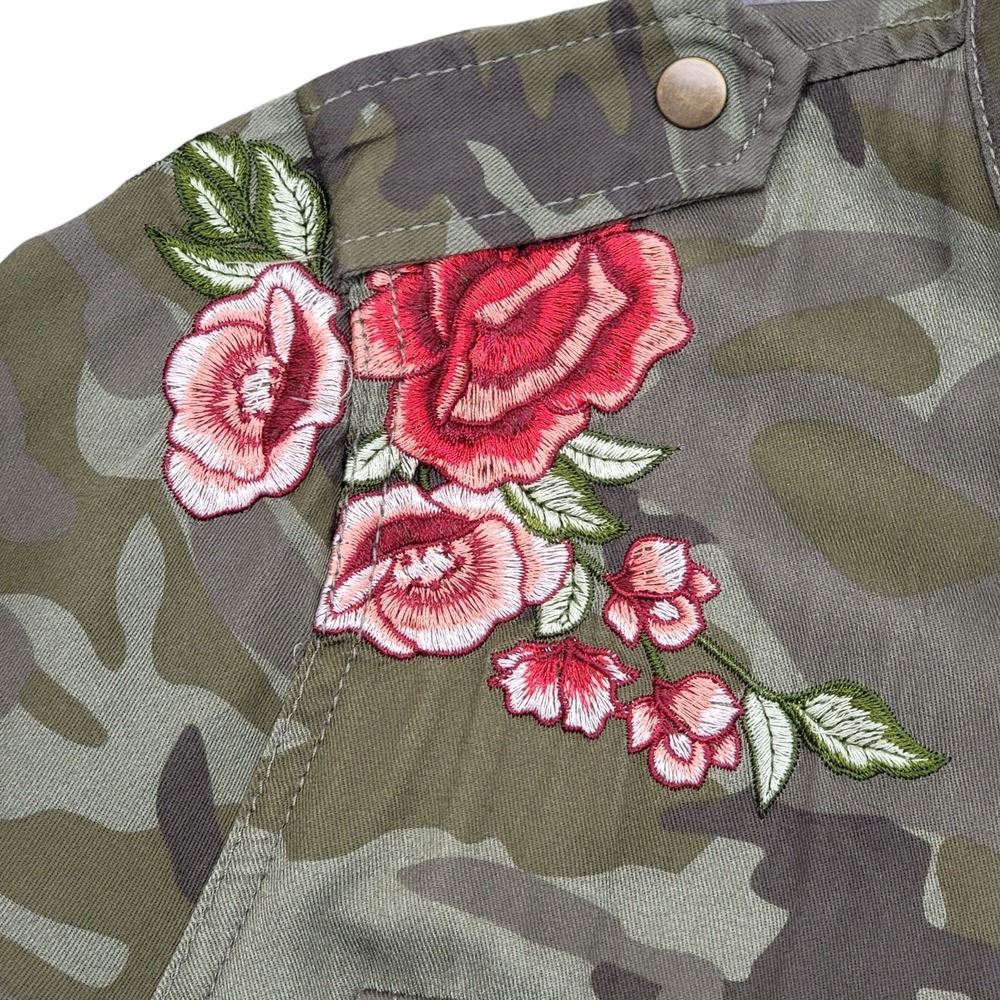 Knox Rose Camo Utility Jacket Embroidered Floral Boho Festival Womens Size XL - Picture 6 of 13